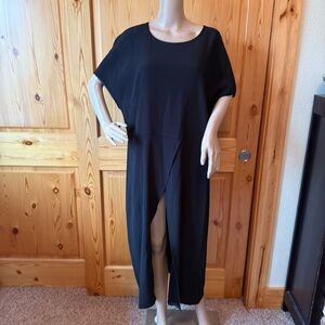 Universal Standard Black Midi Dress Front Slit Size M Oversized Minimalist